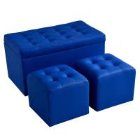 Sofa set (one stool + 2 square stools), blue